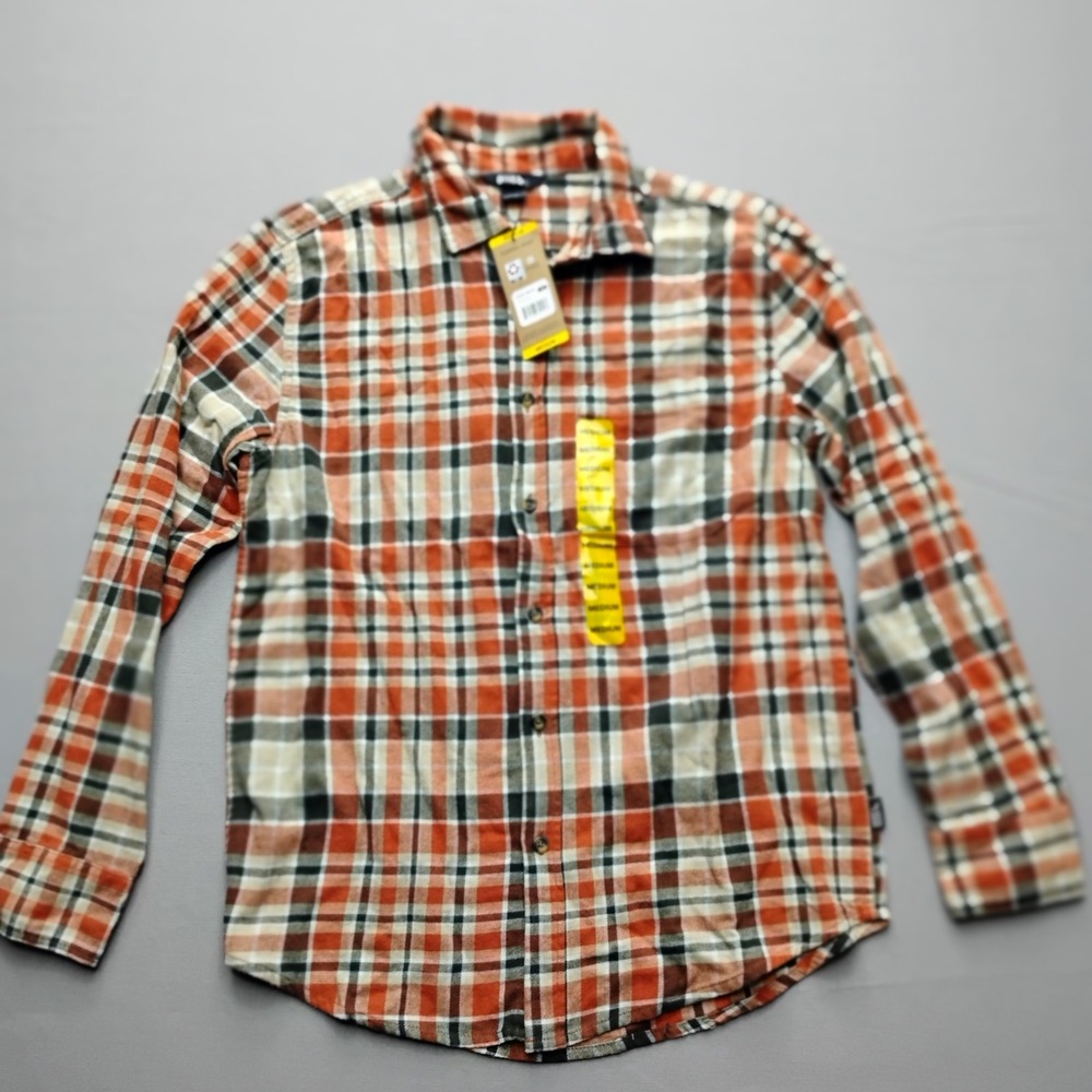 Eddie Bauer Mens Flannel Shirt Medium Clay Como Plaid Cotton EB004777